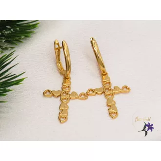 Eleni Gold Filled kereszt medálos fülbevaló-18K 