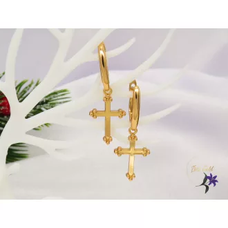   Golda Gold Filled kereszt medálos fülbevaló kő nélkül-18K 