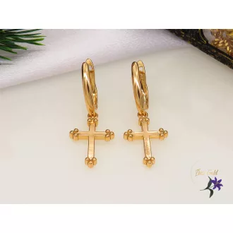   Golda Gold Filled kereszt medálos fülbevaló kő nélkül-18K 