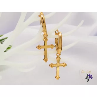   Golda Gold Filled kereszt medálos fülbevaló kő nélkül-18K 