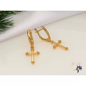   Golda Gold Filled kereszt medálos fülbevaló kő nélkül-18K 