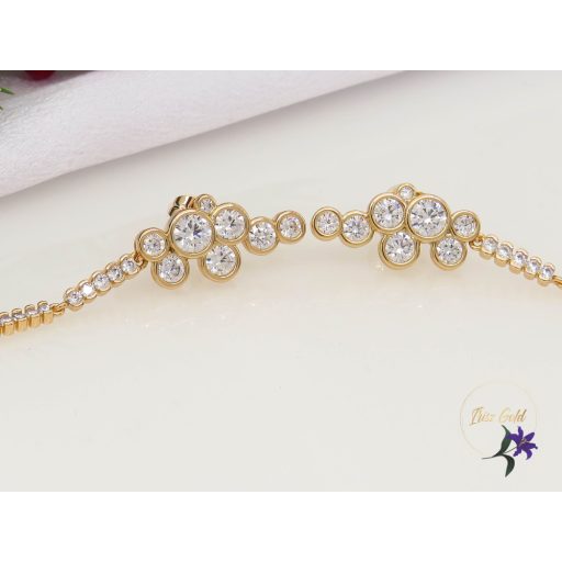 Esztella Gold Filled gyönyörű köves csüngős fülbevaló-18K 
