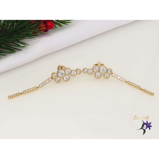 Esztella Gold Filled gyönyörű köves csüngős fülbevaló-18K 