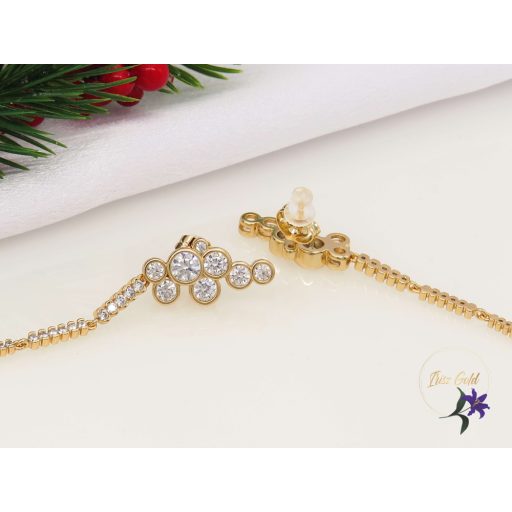 Esztella Gold Filled gyönyörű köves csüngős fülbevaló-18K 