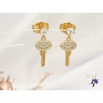 Szami gold filled kulcs kisfülbevaló-18K