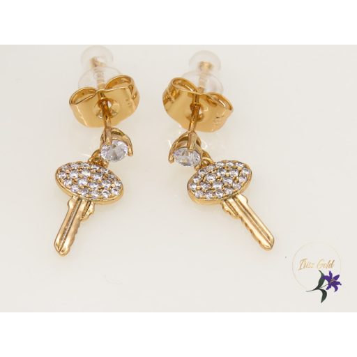 Szami gold filled kulcs kisfülbevaló-18K