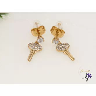 Szami gold filled kulcs kisfülbevaló-18K