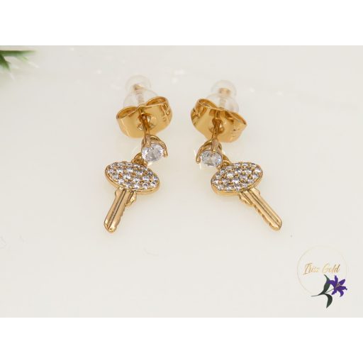 Szami gold filled kulcs kisfülbevaló-18K