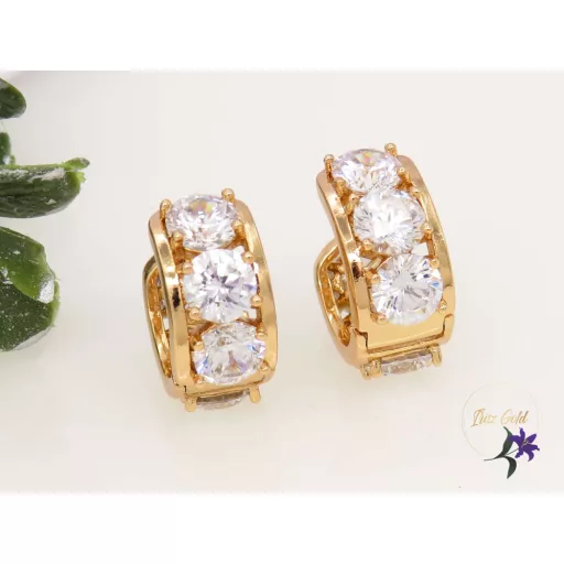 Antonella gold filled nagy fehérköves karika fülbevaló-18K 