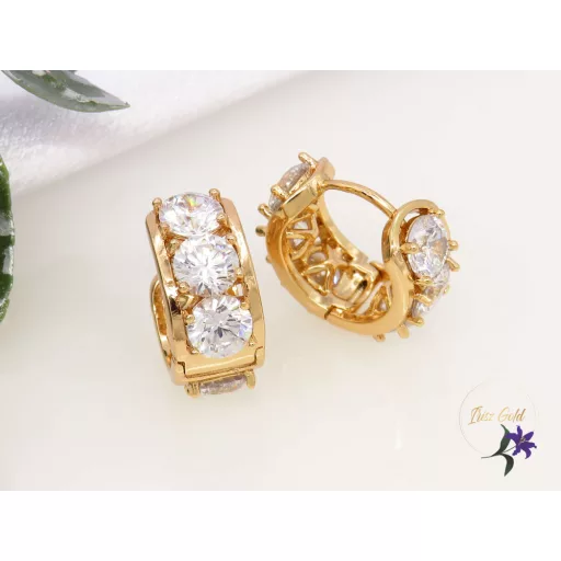 Antonella gold filled nagy fehérköves karika fülbevaló-18K 