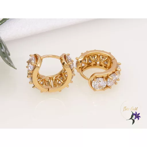 Antonella gold filled nagy fehérköves karika fülbevaló-18K 