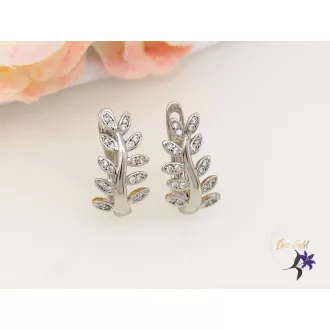   Menire -white gold filled levél alakú fülbevaló fehér cirkóna kövekkel-rodium 