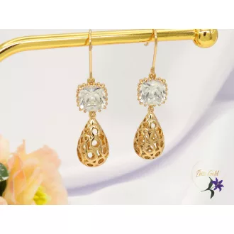 Erince gold filled fehér köves csüngűs fülbevaló-18k 