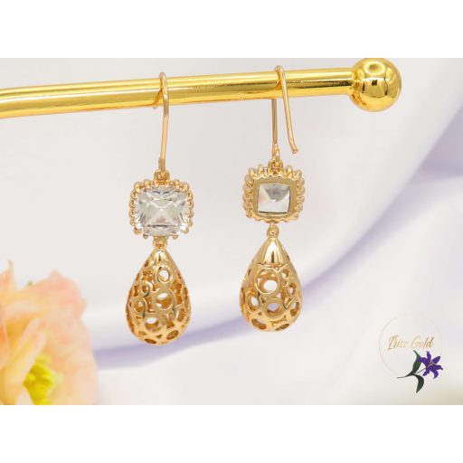Xuping Erince gold filled fehér köves csüngűs fülbevaló-18k 