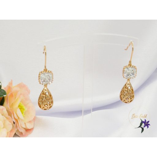 Xuping Erince gold filled fehér köves csüngűs fülbevaló-18k 