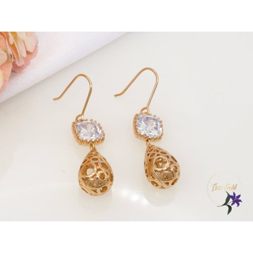 Xuping Erince gold filled fehér köves csüngűs fülbevaló-18k 