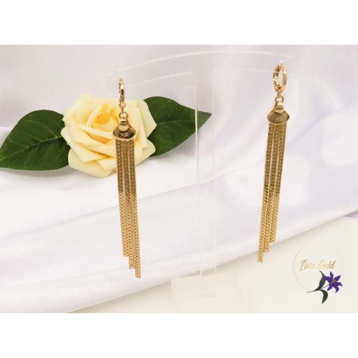 Csengő Gold Filled csüngős szálas fülbevaló-18K