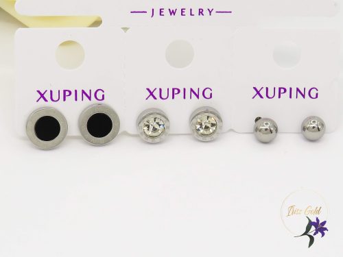 Xuping Emine gold filled három darabos fülbevaló szett -ródium
