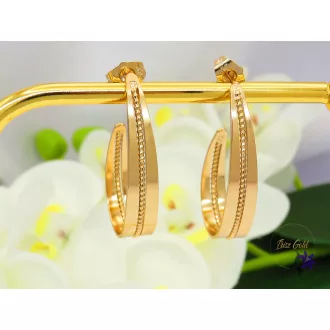   Florinda gold filled ovális nyitott bedugós fülbevaló-18K