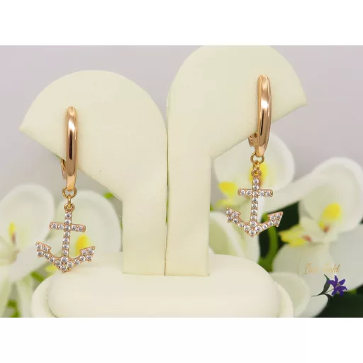 Gold filled csöngős horgony fülbevaló-18K 