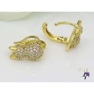   Cilli gold filled tűcirkónia köves cica fülbevaló-14K-CMJ
