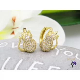   Cilli gold filled tűcirkónia köves cica fülbevaló-14K-CMJ