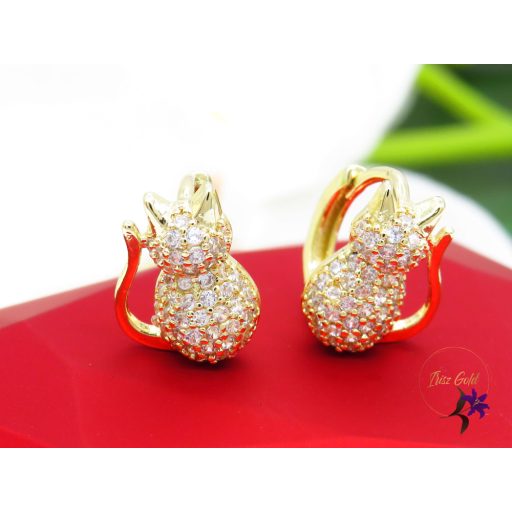 Cilli gold filled tűcirkónia köves cica fülbevaló-14K-CMJ