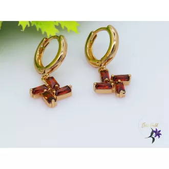 Karola gold filled köves fülbevaló -piros -18K 