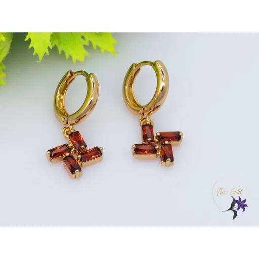 Karola gold filled köves fülbevaló -piros -18K 