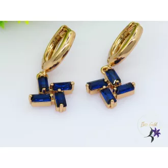Karola gold filled köves fülbevaló -kék-18K 