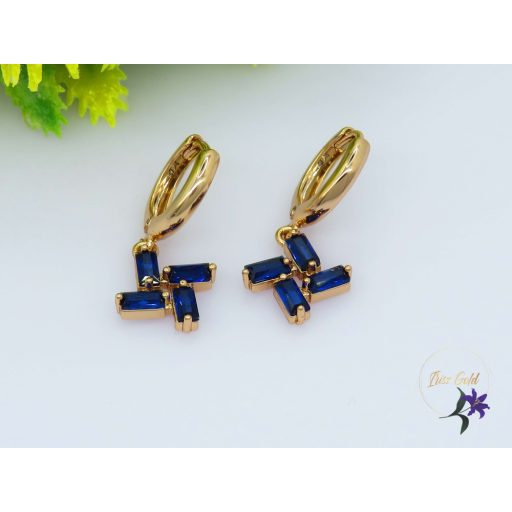Karola gold filled köves fülbevaló -kék-18K 