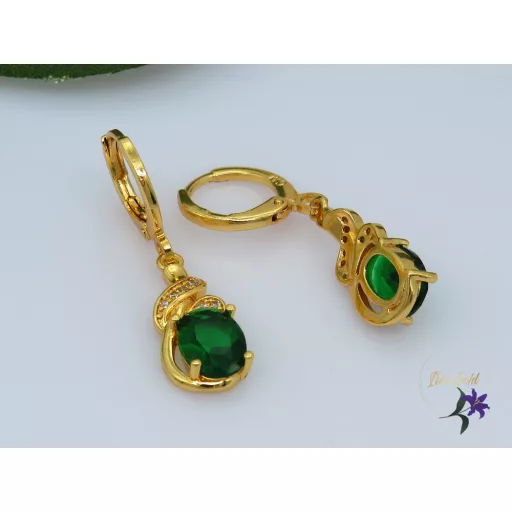 Lana gold filled zöld köves fülbevaló-18K-CMJ