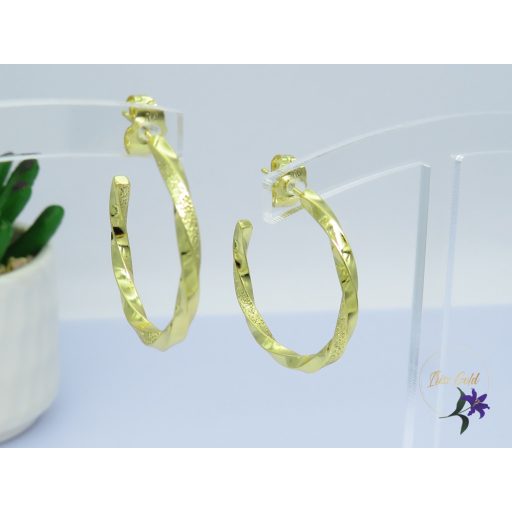 Antiallergén félkarika csavart fülbevaló-14K 