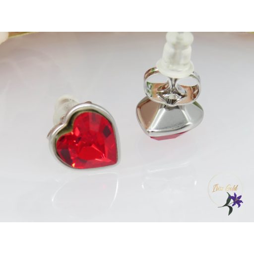 Xuping antiallergén Swarovski piros köves fülbevaló-rodium 