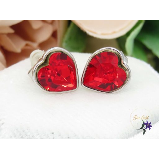 Xuping antiallergén Swarovski piros köves fülbevaló-rodium 