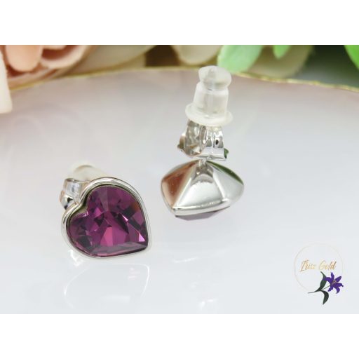 Xuping antiallergén Swarovski lila köves fülbevaló-rodium 