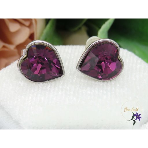 Xuping antiallergén Swarovski lila köves fülbevaló-rodium 