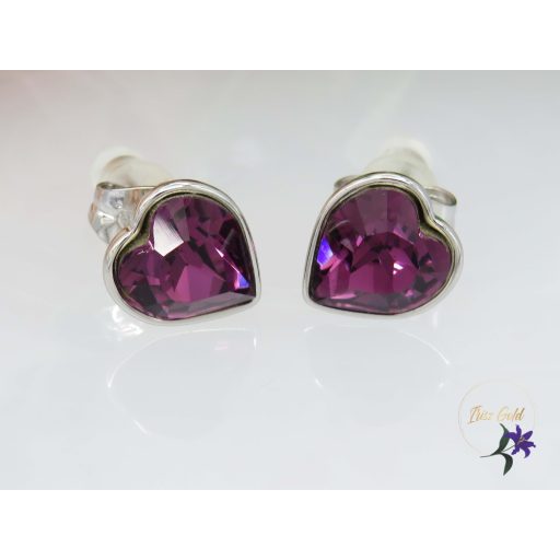 Xuping antiallergén Swarovski lila köves fülbevaló-rodium 