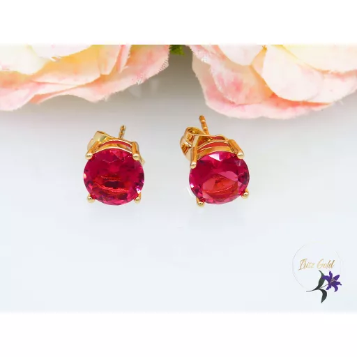 Antiallergén bedugós fülbevaló-pink -18K 
