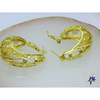 ovális fülbevaló csipe mintázattal-14K 