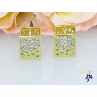 Modern apró cirkónia köves fülbevaló-14K 