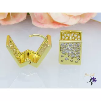 Modern apró cirkónia köves fülbevaló-14K 