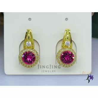 Pink Swarovksi köves fülbevaló-14K