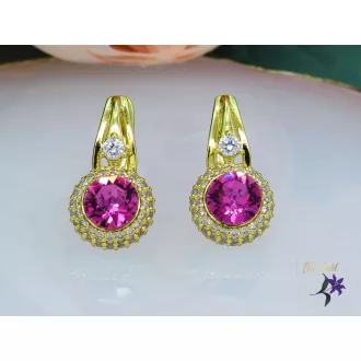 Pink Swarovksi köves fülbevaló-14K