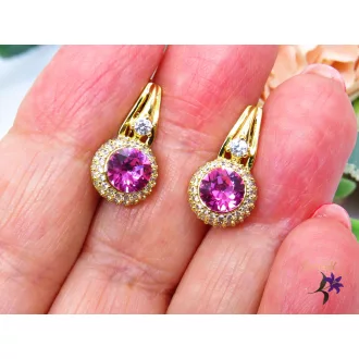 Pink Swarovksi köves fülbevaló-14K