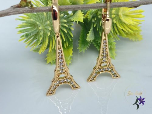 Hosszú csöngős antiallergén Eiffe fülbevaló Eiffel torony 18K