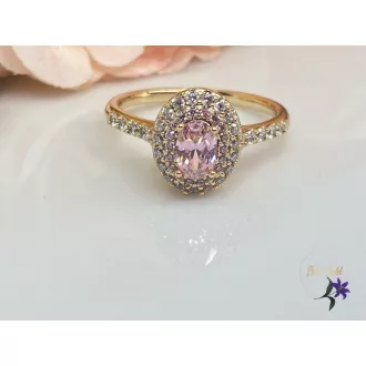   Emeralda gold antiallergén köves gyűrű - rószaszín/fehér 18K