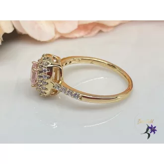   Emeralda gold antiallergén köves gyűrű - rószaszín/fehér 18K
