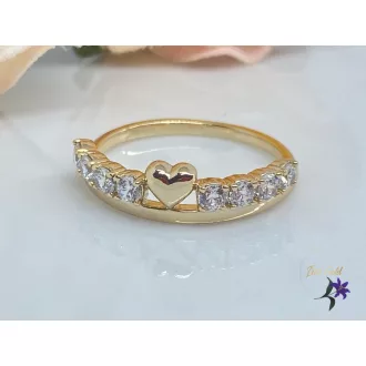   Kriza gold antiallergén gyűrű szívvel és cirkónia kövekkel 18K - fehér 