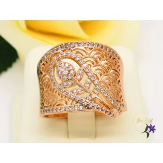   Milanna antiallergén széles gyűrű csipke mintázatú,tűcirkónia díszítés-rosegold
